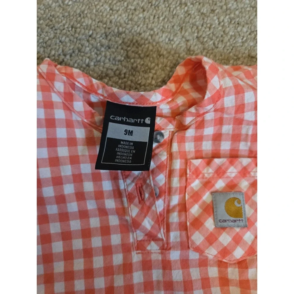 Carhartt baby girls red gingham romper size 9 months